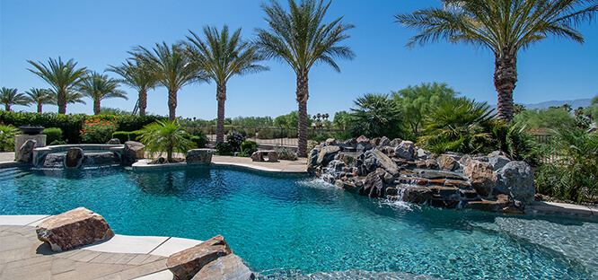 Beautiful outdoor custom swimming pool and spa.