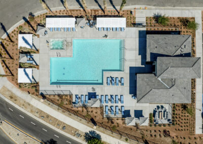 overhead view of a commercial pool in southern california