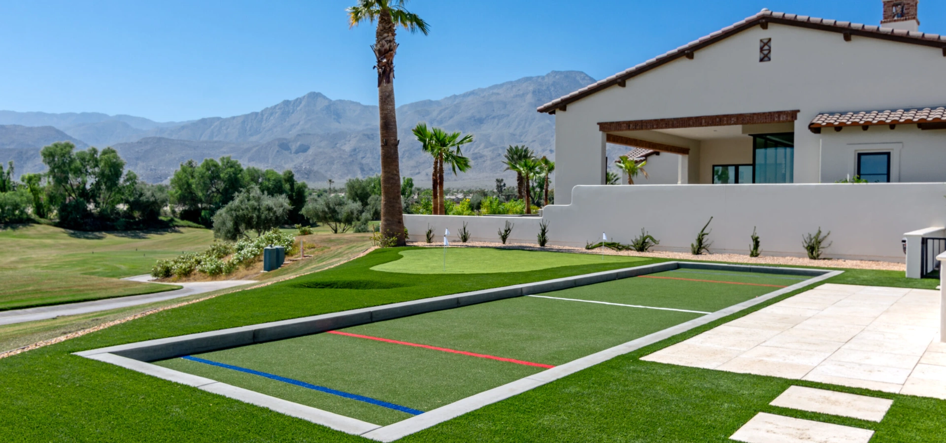 Artificial grass bocce ball court